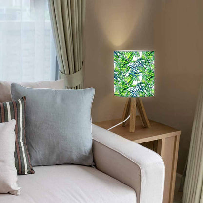 Wooden Study Lamp For Bedroom - Green Blue Leaves Nutcase