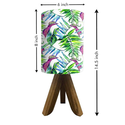 Wooden Base Lamp For Bedroom - Green Pink Leaves Nutcase