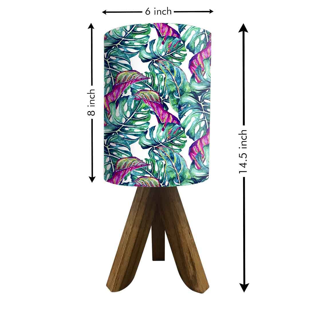 Wood Base Table Lamps For Bedroom - Pink Leaves Nutcase