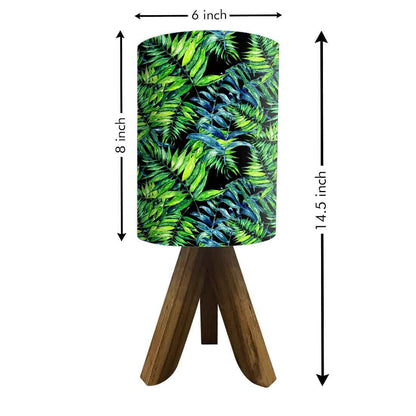 Wooden Lamp Table For Bedroom - Dark Green Leaves Nutcase