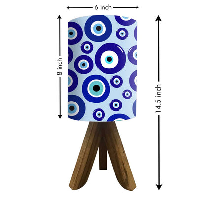 Wooden Table Lamp Mini Tripod Lamps for Kids Bedroom - Evil Eye Protector Nutcase