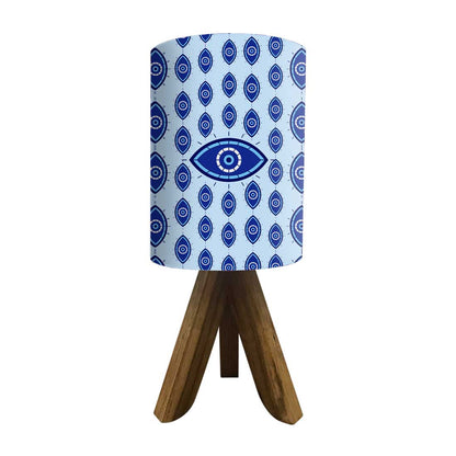 Wooden Table Lamp Mini Tripod Lamps for Kids Bedroom - Evil Eye Protector Nutcase