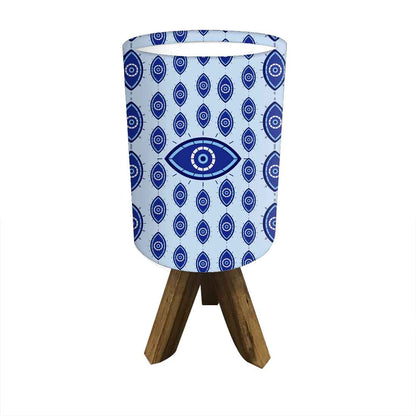 Wooden Table Lamp Mini Tripod Lamps for Kids Bedroom - Evil Eye Protector Nutcase