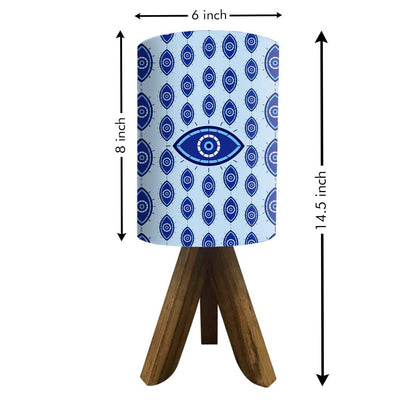 Wooden Table Lamp Mini Tripod Lamps for Kids Bedroom - Evil Eye Protector Nutcase