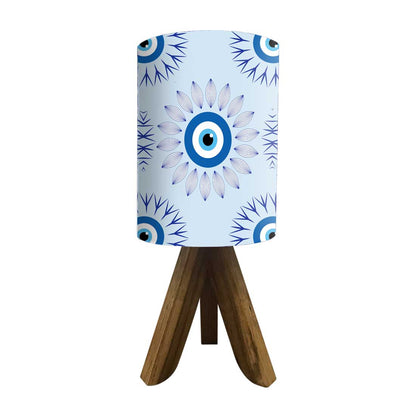 Wooden Table Lamp Mini Tripod Lamps for Kids Bedroom - Evil Eye Protector Nutcase