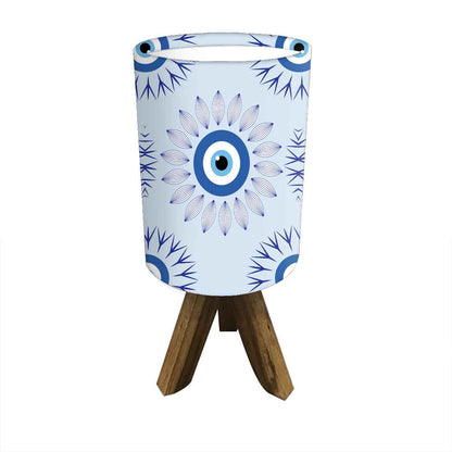 Wooden Table Lamp Mini Tripod Lamps for Kids Bedroom - Evil Eye Protector Nutcase