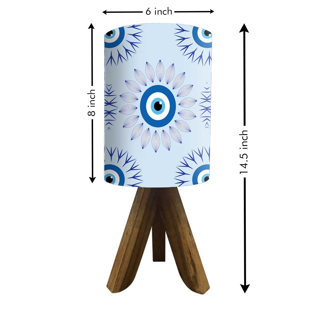 Wooden Table Lamp Mini Tripod Lamps for Kids Bedroom - Evil Eye Protector Nutcase