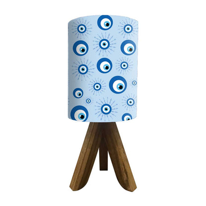 Wooden Table Lamp Mini Tripod Lamps for Kids Bedroom - Evil Eye Protector Nutcase