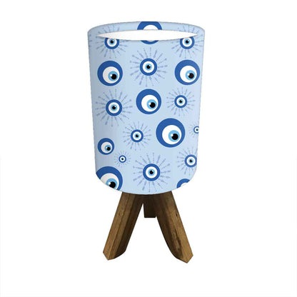 Wooden Table Lamp Mini Tripod Lamps for Kids Bedroom - Evil Eye Protector Nutcase