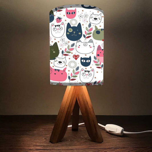 Wooden Stick Lamp For Bedroom - Cute Cats Nutcase
