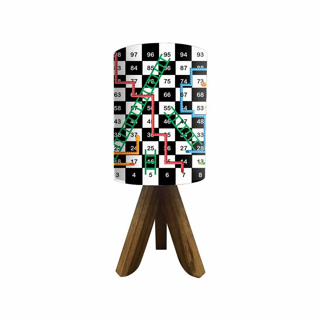 Natural Wood Table Lamp For Bedroom - Snake & Ladder Nutcase