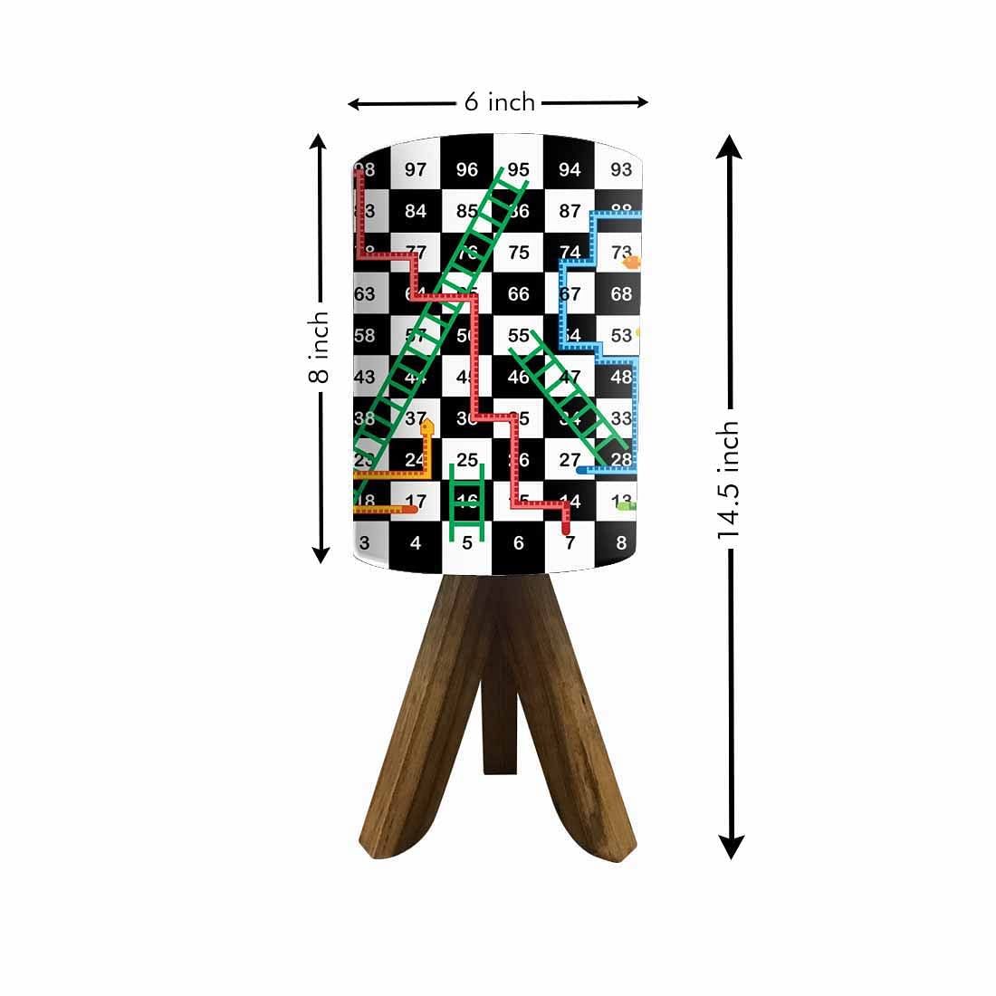 Natural Wood Table Lamp For Bedroom - Snake & Ladder Nutcase