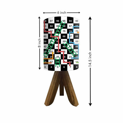 Natural Wood Table Lamp For Bedroom - Snake & Ladder Nutcase