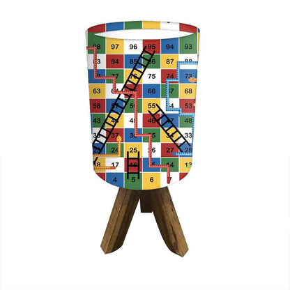 Sheesham Wood Lamp Table For Bedroom - Multicolor Snake & Ladder Nutcase