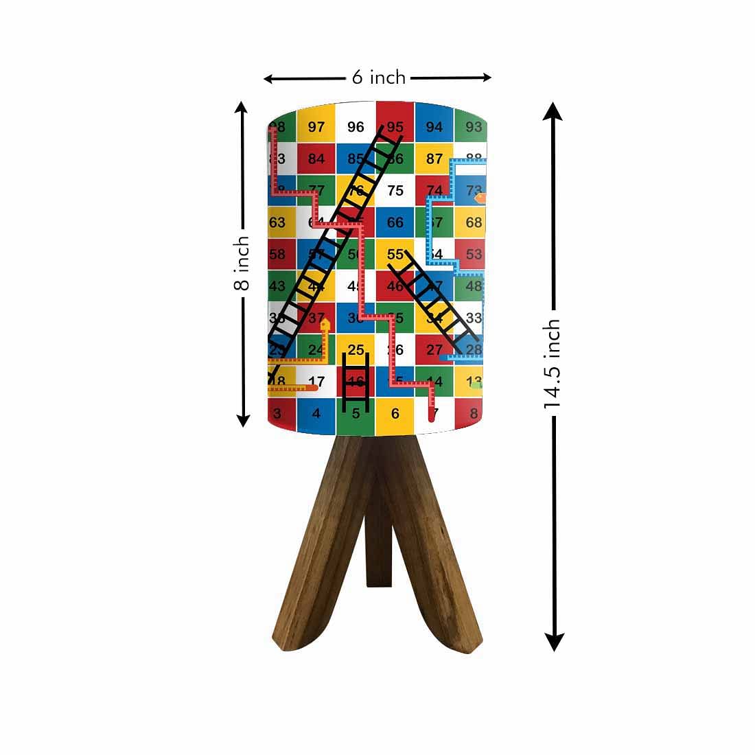 Sheesham Wood Lamp Table For Bedroom - Multicolor Snake & Ladder Nutcase