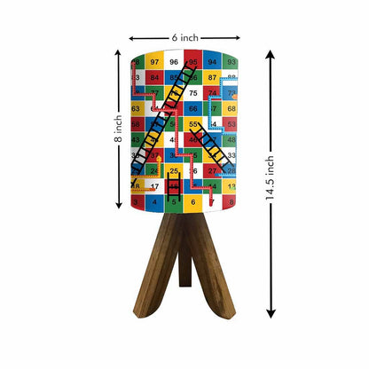 Sheesham Wood Lamp Table For Bedroom - Multicolor Snake & Ladder Nutcase