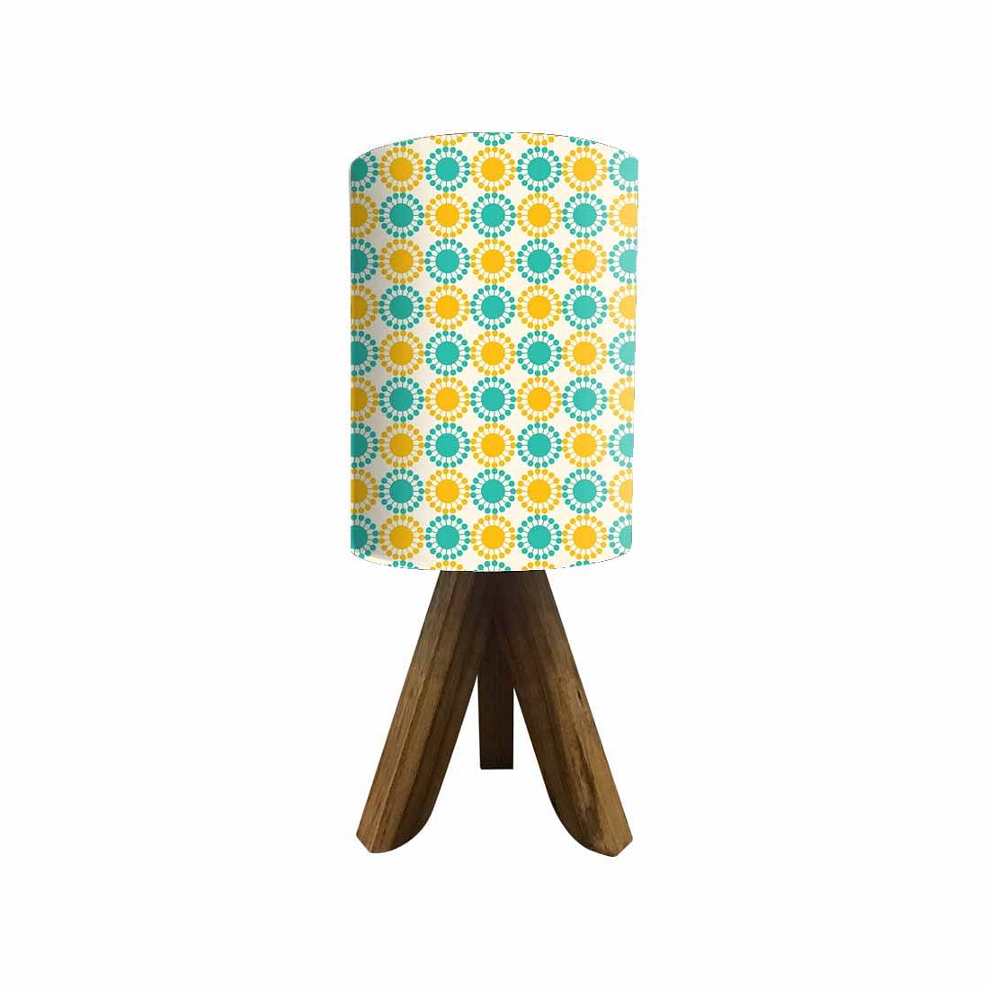 Solid Wood Lamp Table For Bedroom - Yellow Green Flower Nutcase