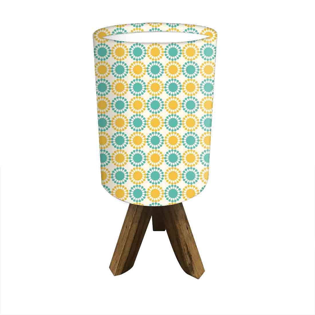 Solid Wood Lamp Table For Bedroom - Yellow Green Flower Nutcase