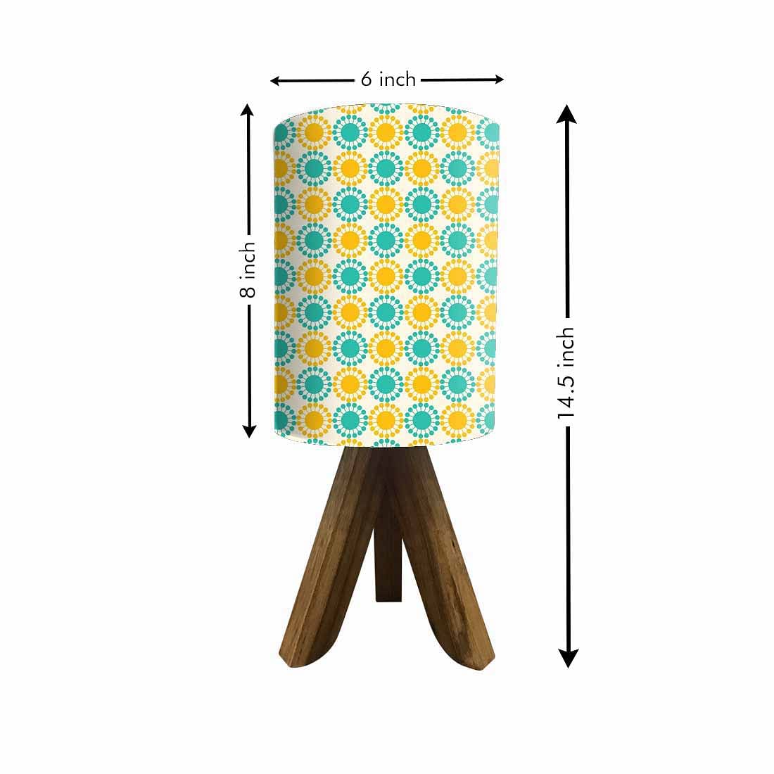 Solid Wood Lamp Table For Bedroom - Yellow Green Flower Nutcase