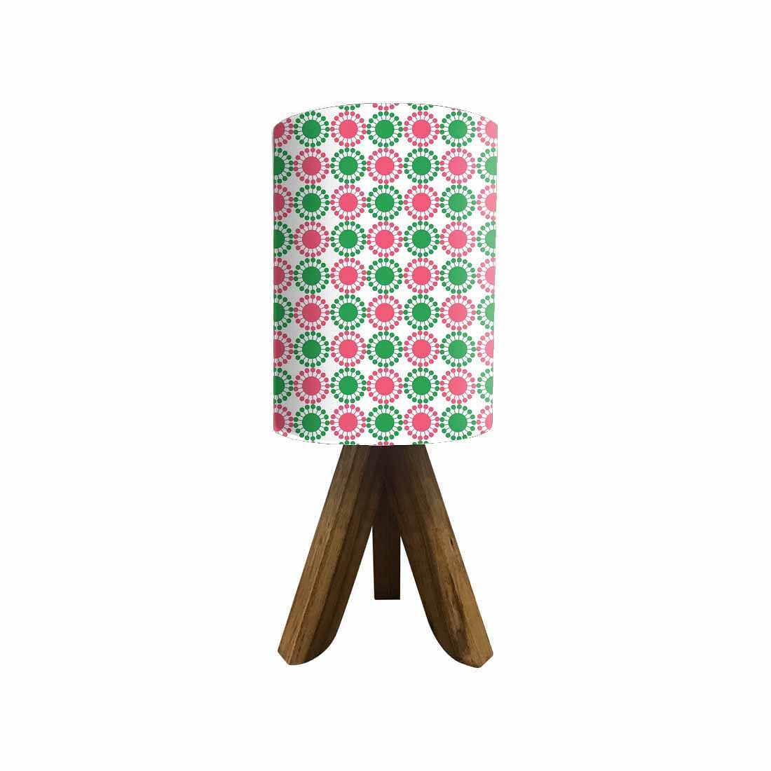 Solid Wood Table Lamp For Bedroom - Pink Green Flower Nutcase