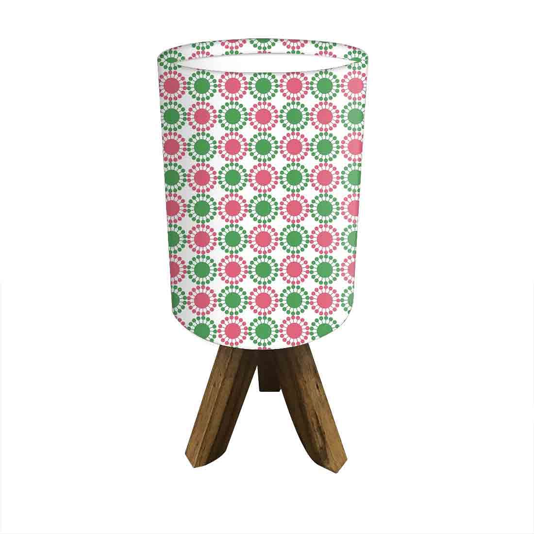 Solid Wood Table Lamp For Bedroom - Pink Green Flower Nutcase