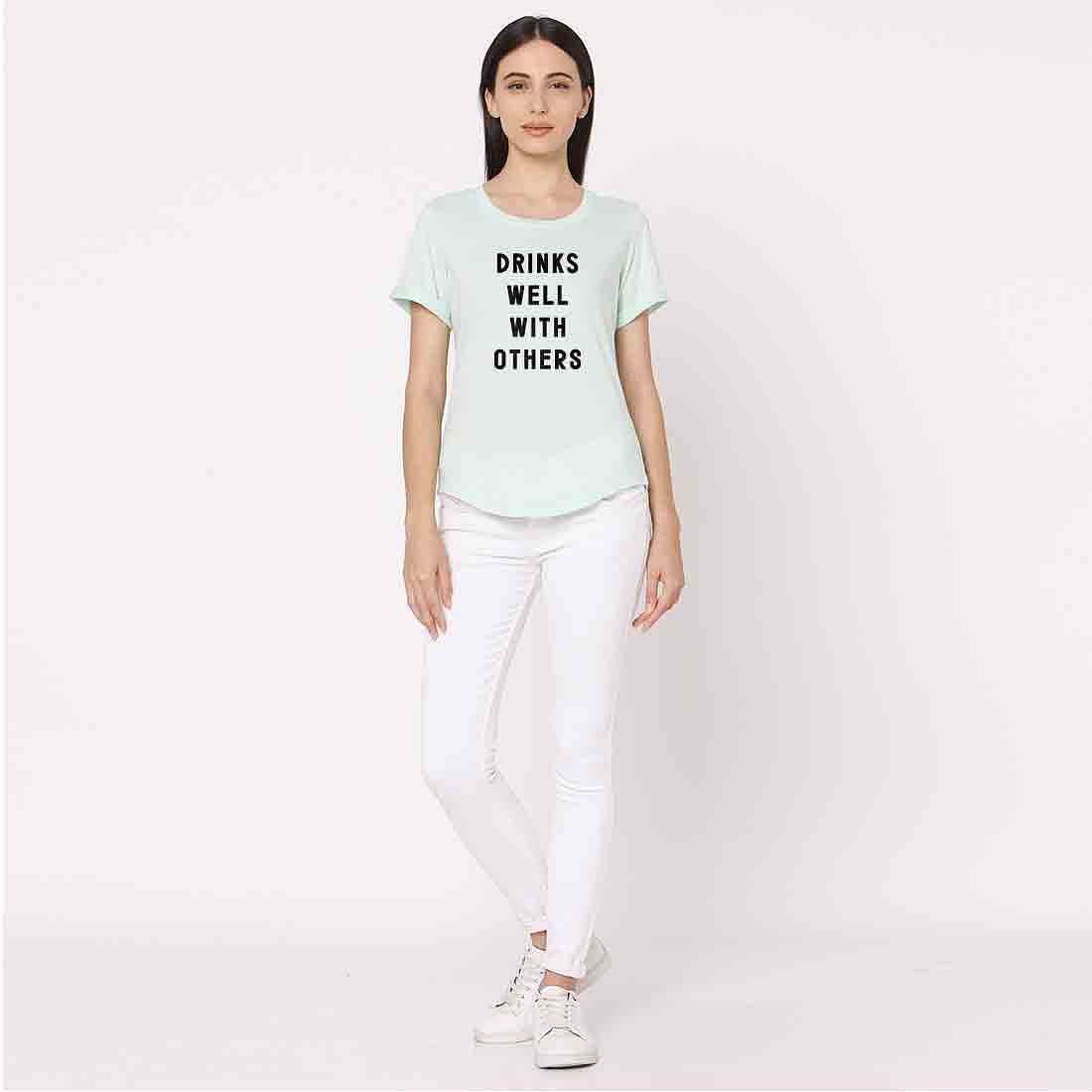 Funny Tshirt For Women Booze Tees  - Drinks Well with Others Nutcase