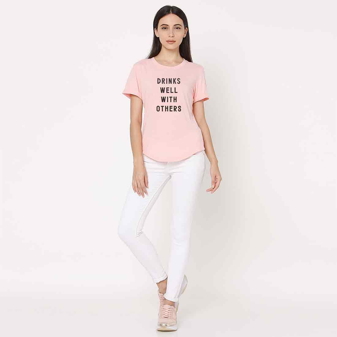Funny Tshirt For Women Booze Tees  - Drinks Well with Others Nutcase