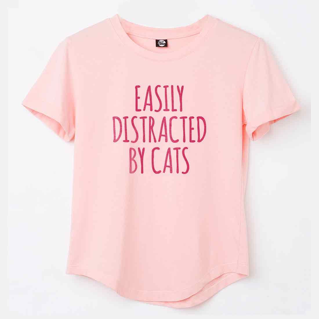 Love Cats T shirt For Girls  - Easily Distracted by Cats Nutcase