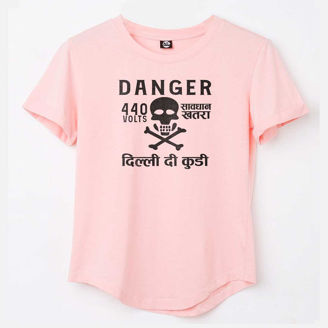 Funny Tees City Tshirts - Danger Delhi di Kuddi 44 volts Nutcase