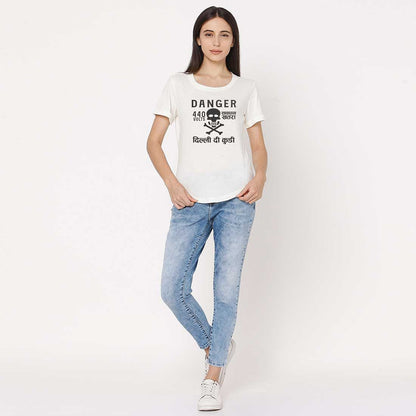 Funny Tees City Tshirts - Danger Delhi di Kuddi 44 volts Nutcase