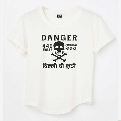 Funny Tees City Tshirts - Danger Delhi di Kuddi 44 volts Nutcase