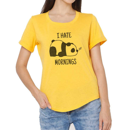 Basic Tshirt For Women  - I Hate Mornings Nutcase