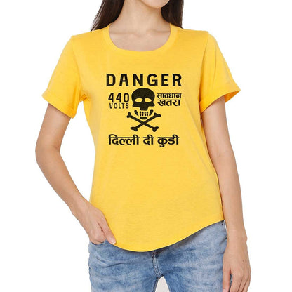 Funny Tees City Tshirts - Danger Delhi di Kuddi 44 volts Nutcase