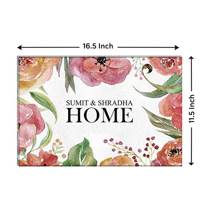 Designer Personalized Door Name Plate - Red Flowers