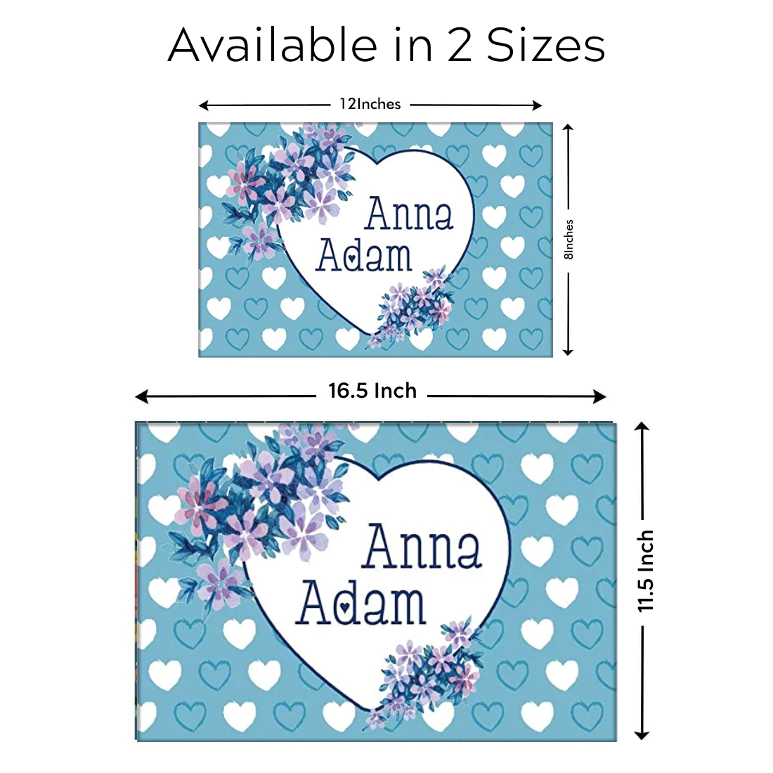 Designer Personalize Door Name Plate - Sweet Blue Hearts