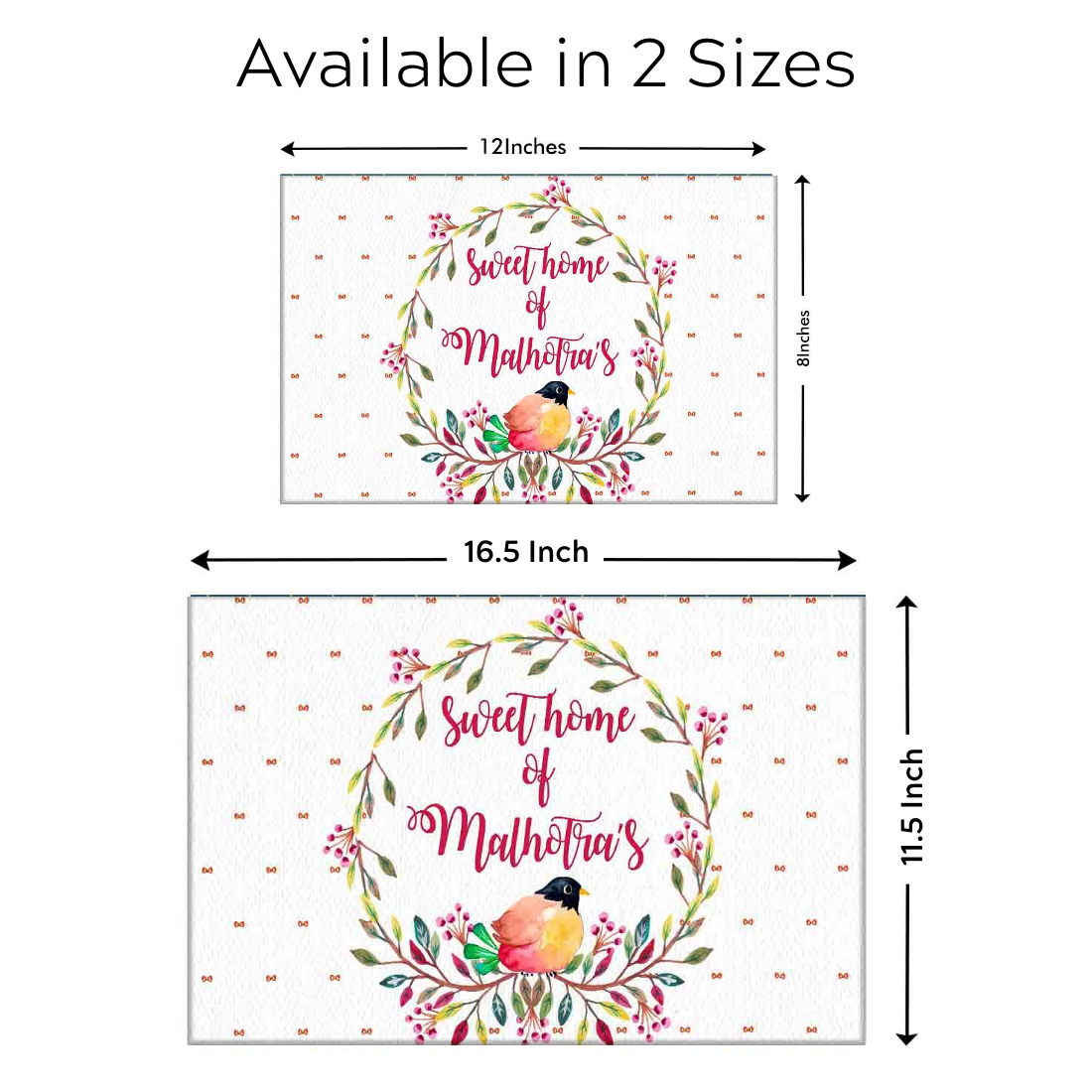 Beautiful Floral Personalized Door Plate Design - Tiara Style