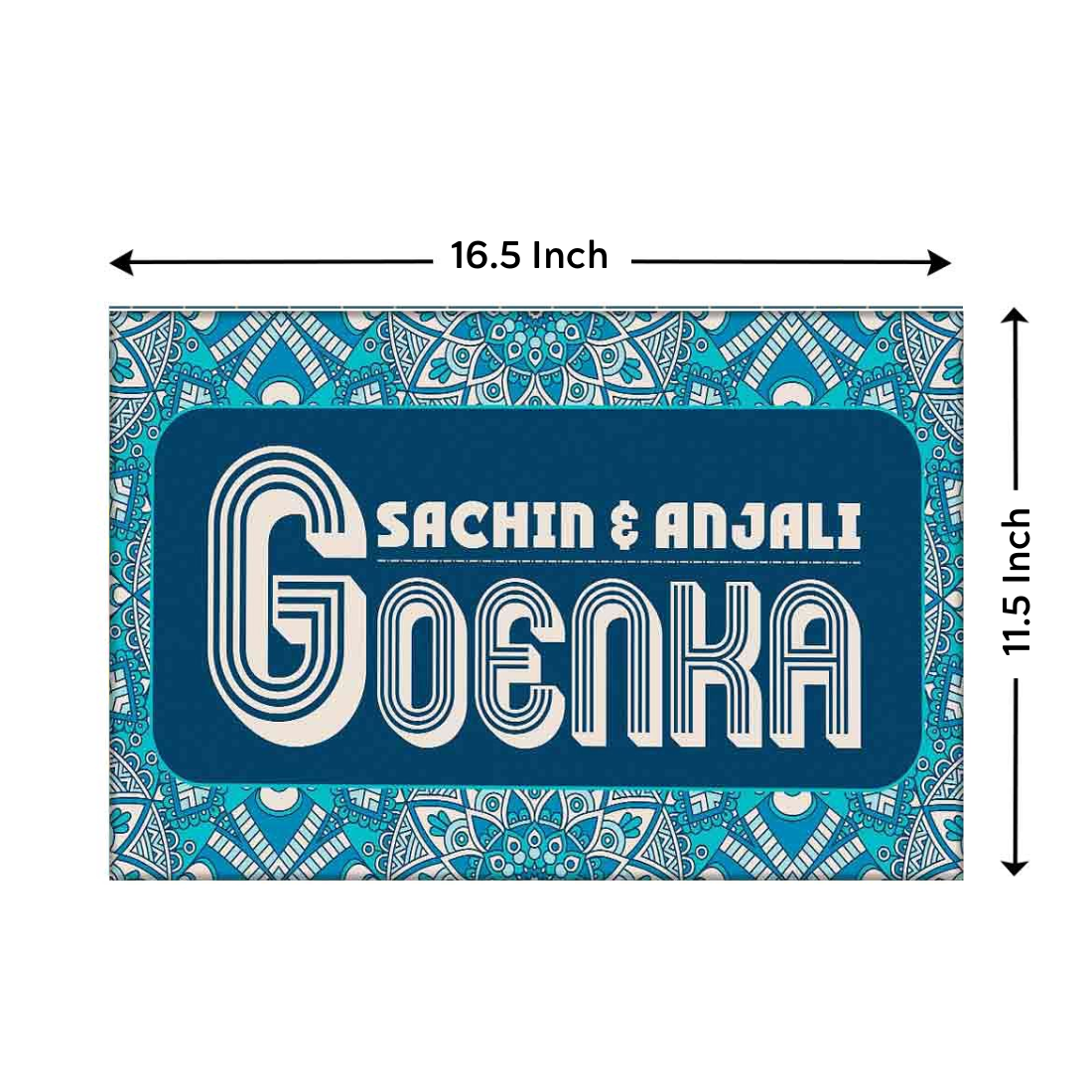 Classy Personalized Name Plate for Home - Seamless Aztec Blue