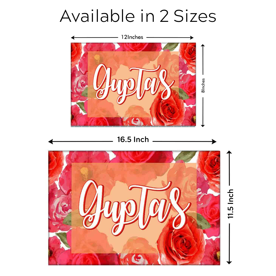 Personalised Door Name Plate for House Entrance - Red Roses