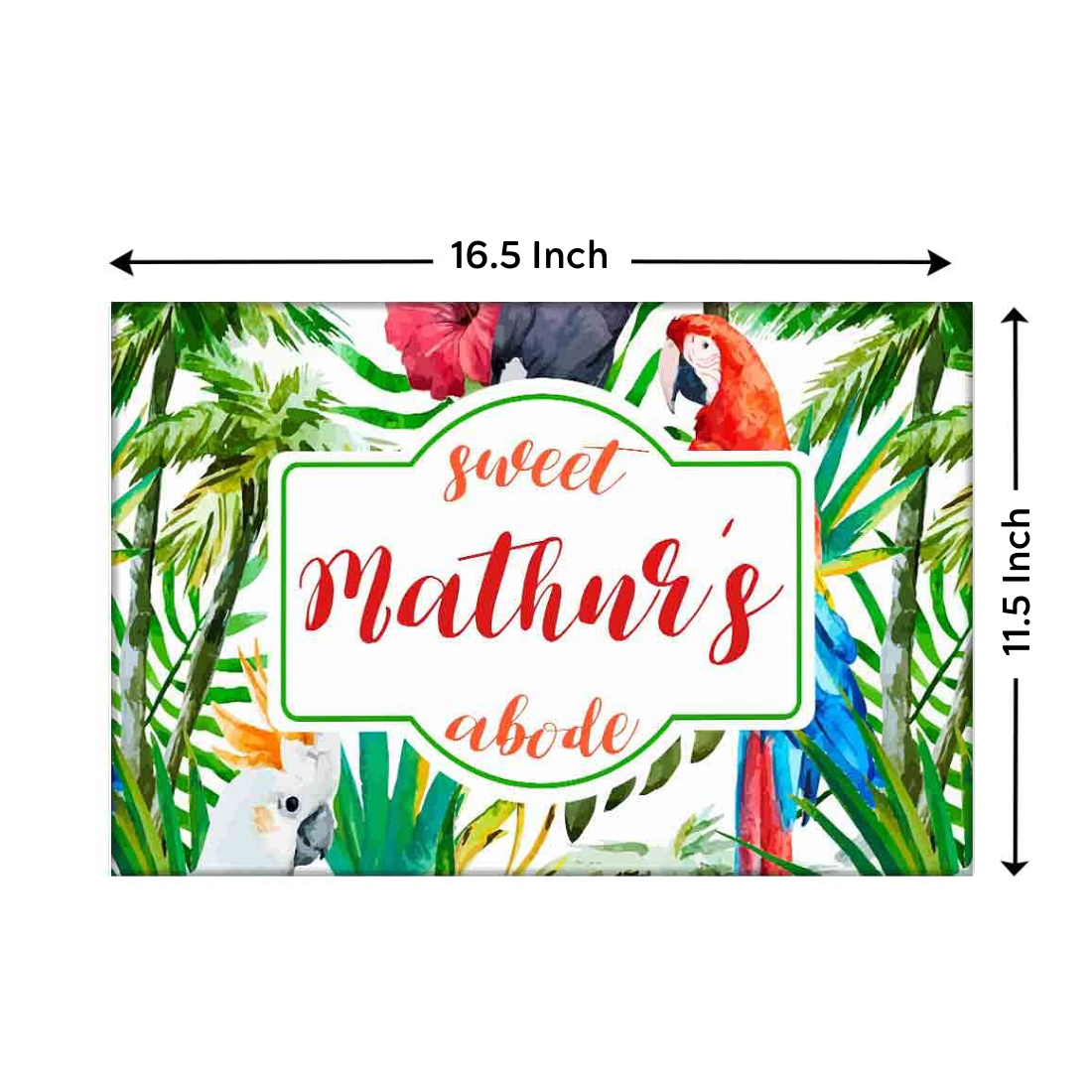 Personalised Front Door Name Plates - Parrot on Branches