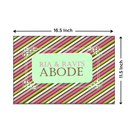 Customized Creative Door Name Plate - Pink Green Lines