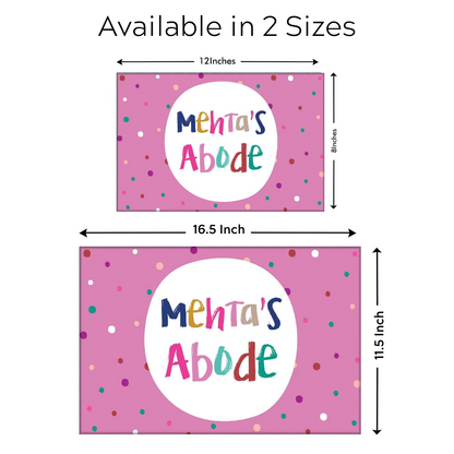 Cute Personalized Gate Name Plate Design for House - Multicolor Dots Pink