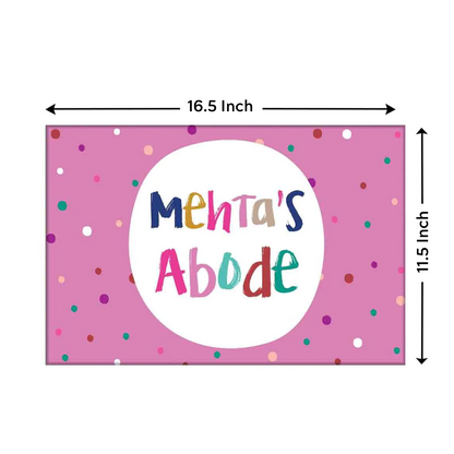 Cute Personalized Gate Name Plate Design for House - Multicolor Dots Pink