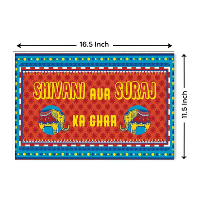 Quirky Unique Name Plate for Home  - Indian Kitsch Art Blue