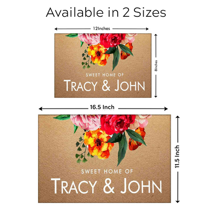 Floral Personalized Nameplate for Door -Red Roses