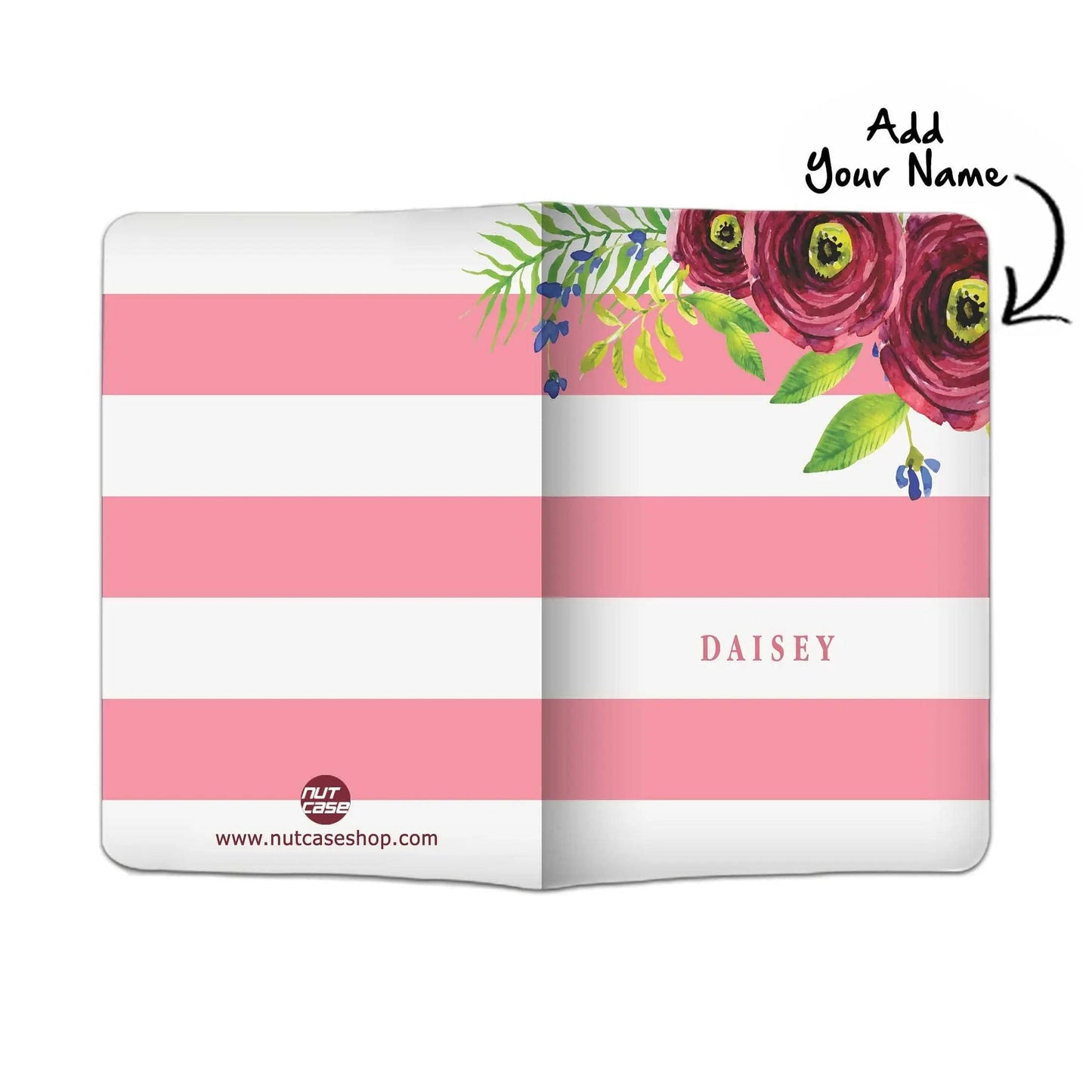 New Customized Passport Holder - Pink Strips Nutcase