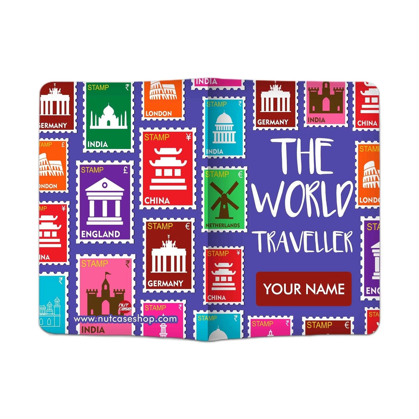 New Personalized Passport Cover -  The World Traveller Nutcase