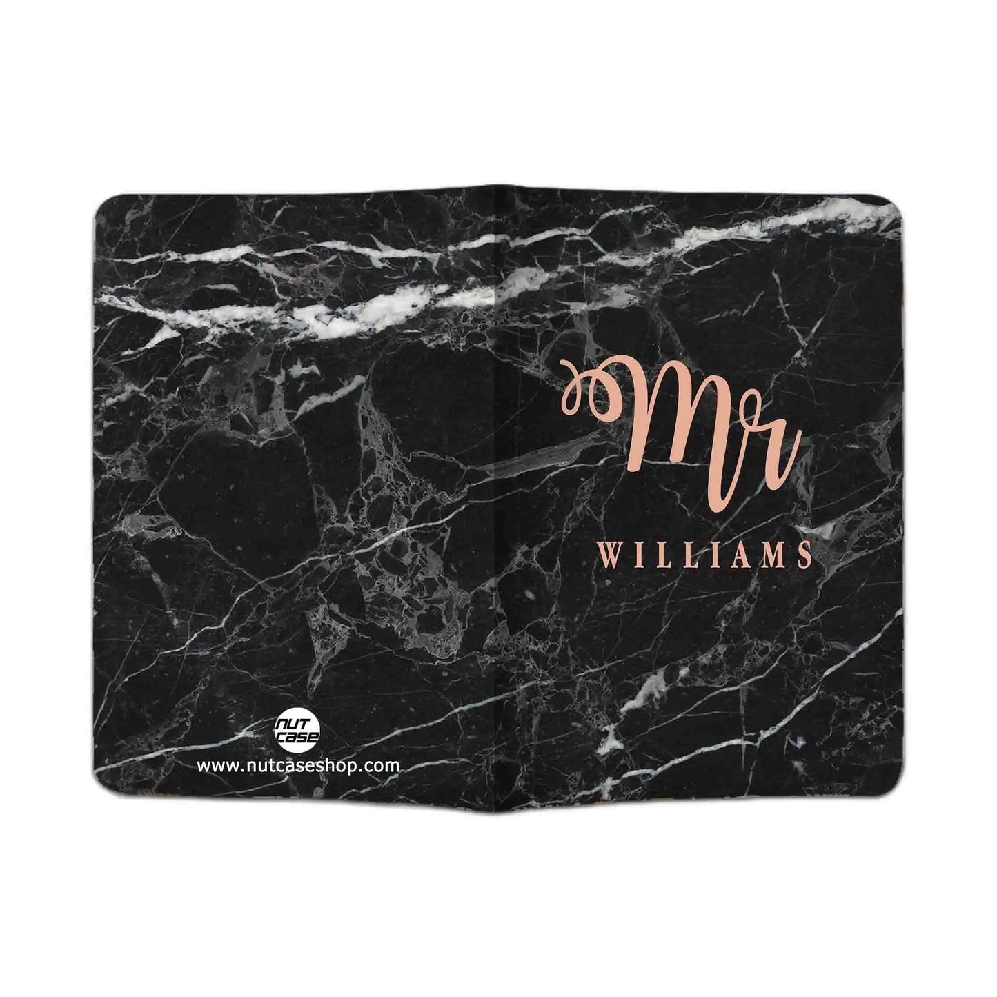 Personalized Gifts for Him Passport Holder-Mr Black Marble Nutcase