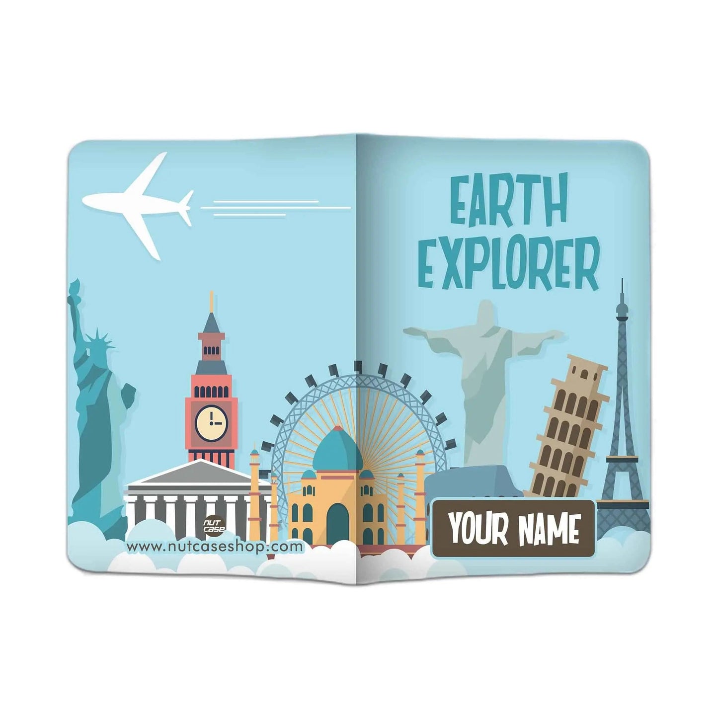 Personalized Leather Passport Cover -  Earth Explorer Nutcase