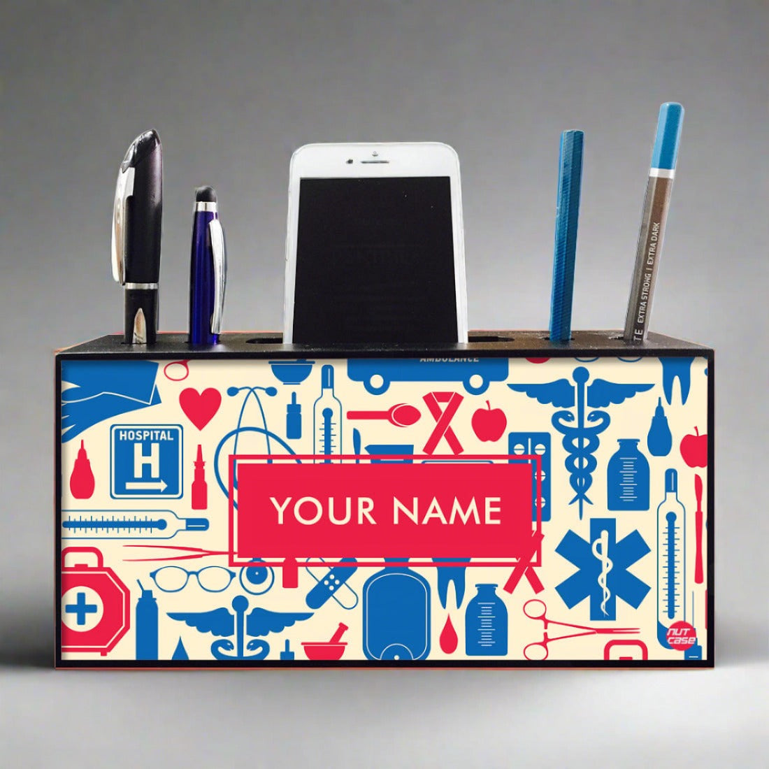 Personalized Pen Stand Stationery Holder - Doctors Instrument Nutcase