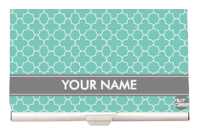 Personalized Visiting Card Holder with Name - Blue Design Nutcase
